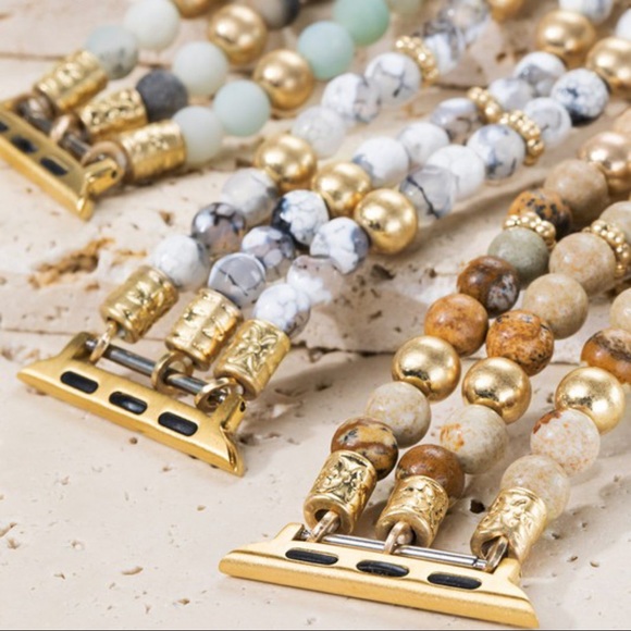 Beaded Apple Watch Band-Howelite White - Picture 3 of 3